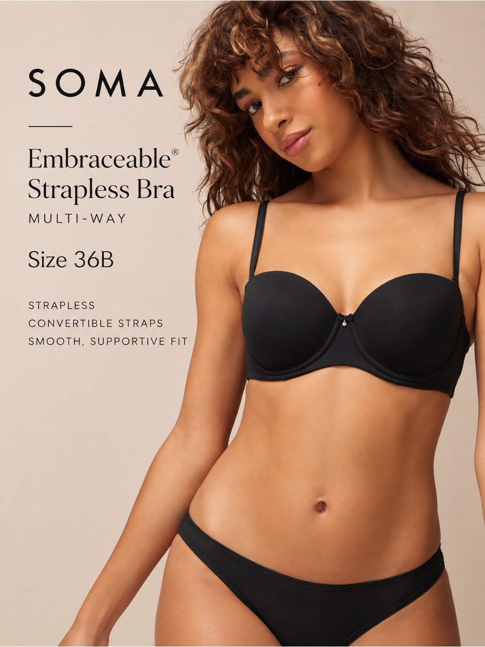 Soma Embraceable Strapless Multi-Way Bra Black 36B